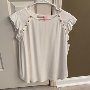 White Ruffle Sleeve Blouse from Loft